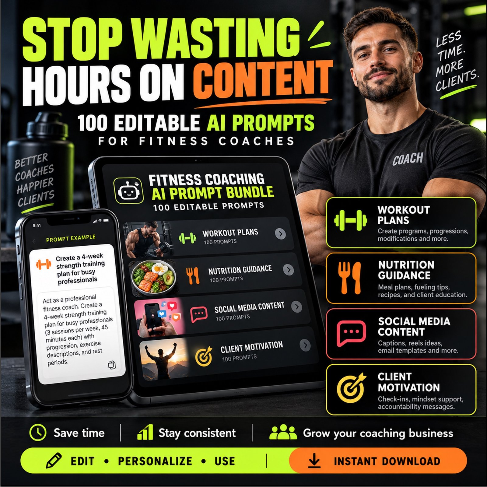 100 AI Prompts for Fitness Coaches I Workout & Social Content 100 AI Prompts for Fitness Coaches I Workout & Social Content