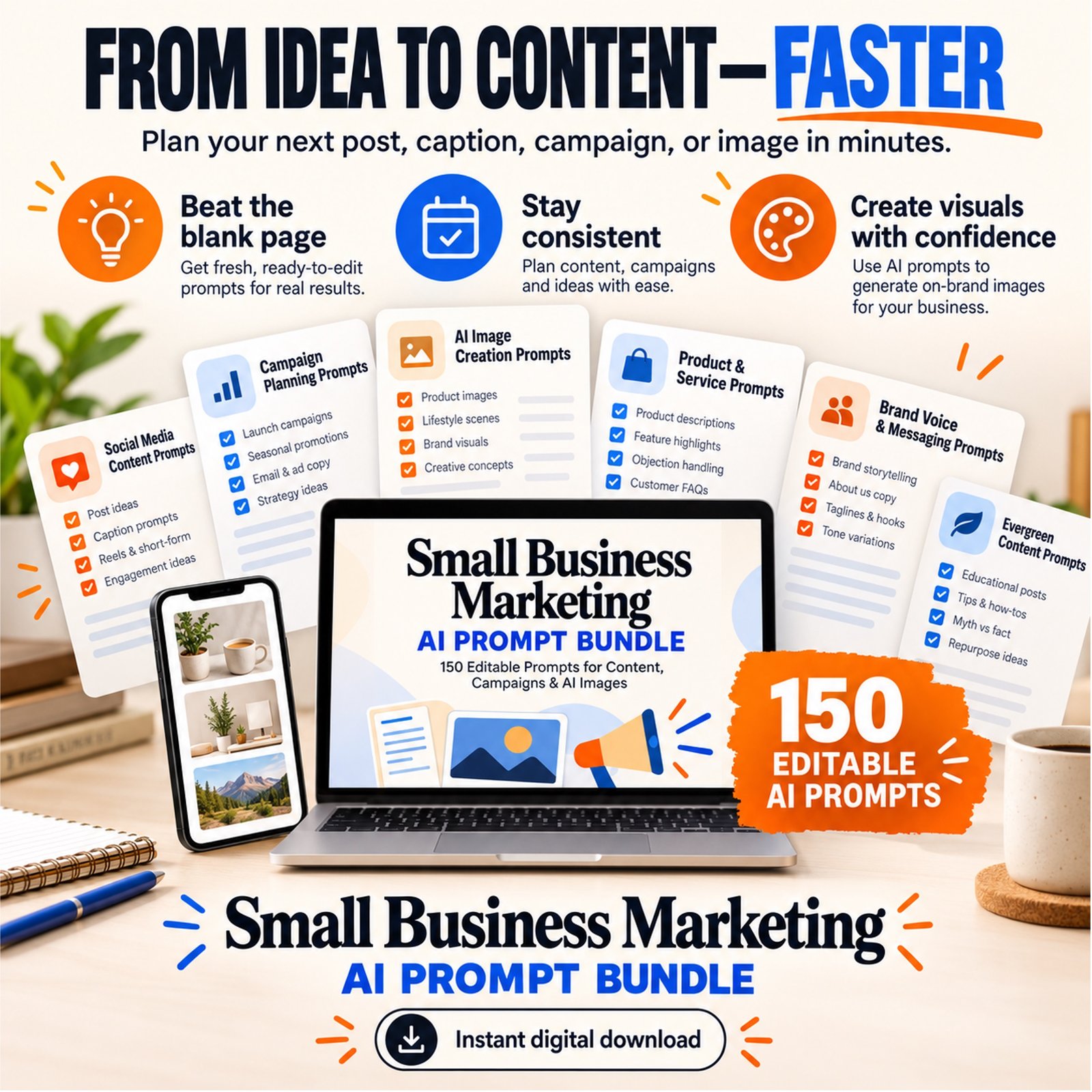 150 AI Prompts for Small Business Social Media & Image Creation 1
