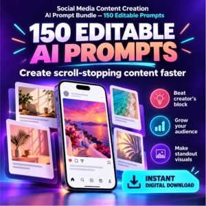 150 Editable AI Prompts for Social Media Content Creation n