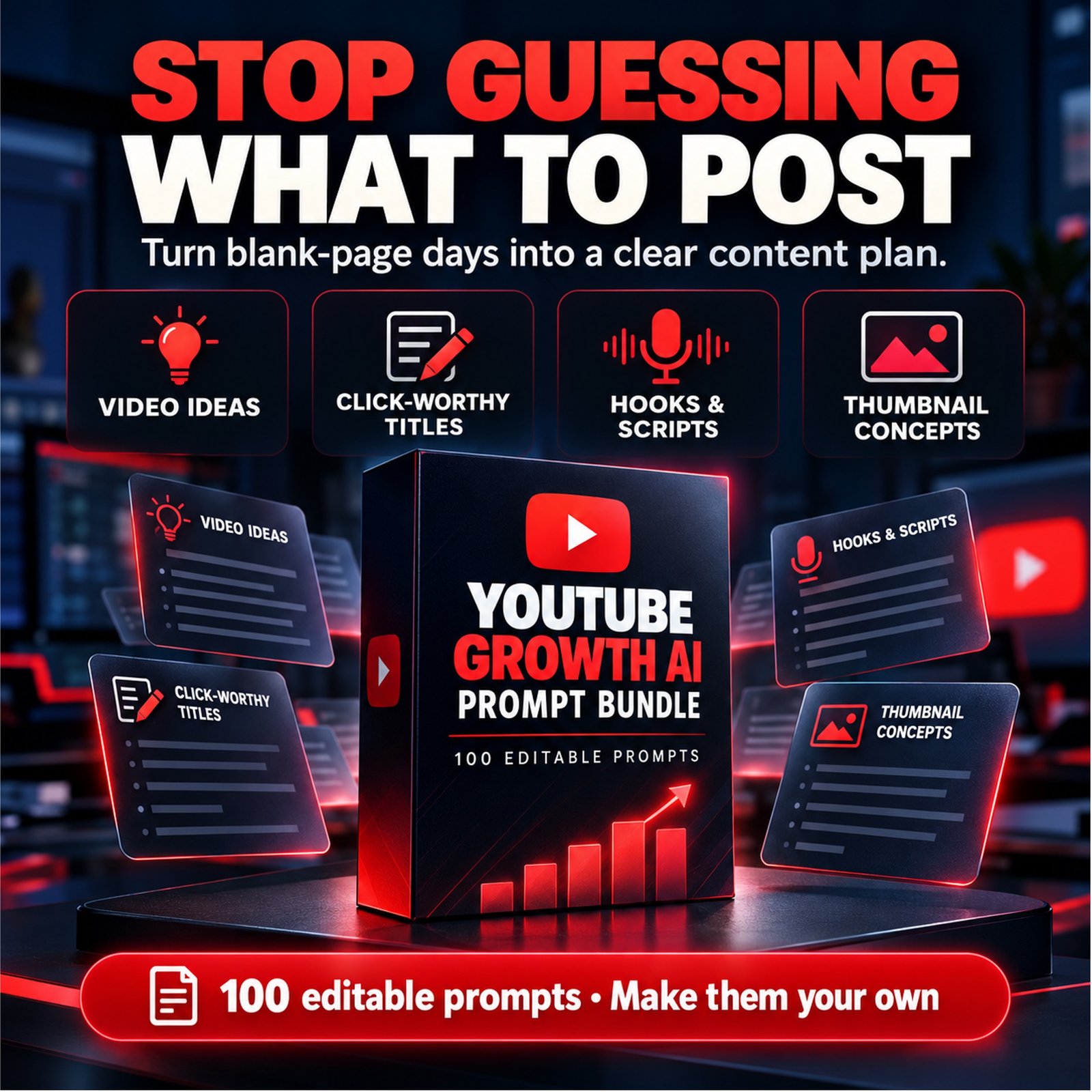 YouTube Growth AI Prompt Bundle – 100 Editable Prompts 1 YouTube Growth AI Prompt Bundle – 100 Editable Prompts